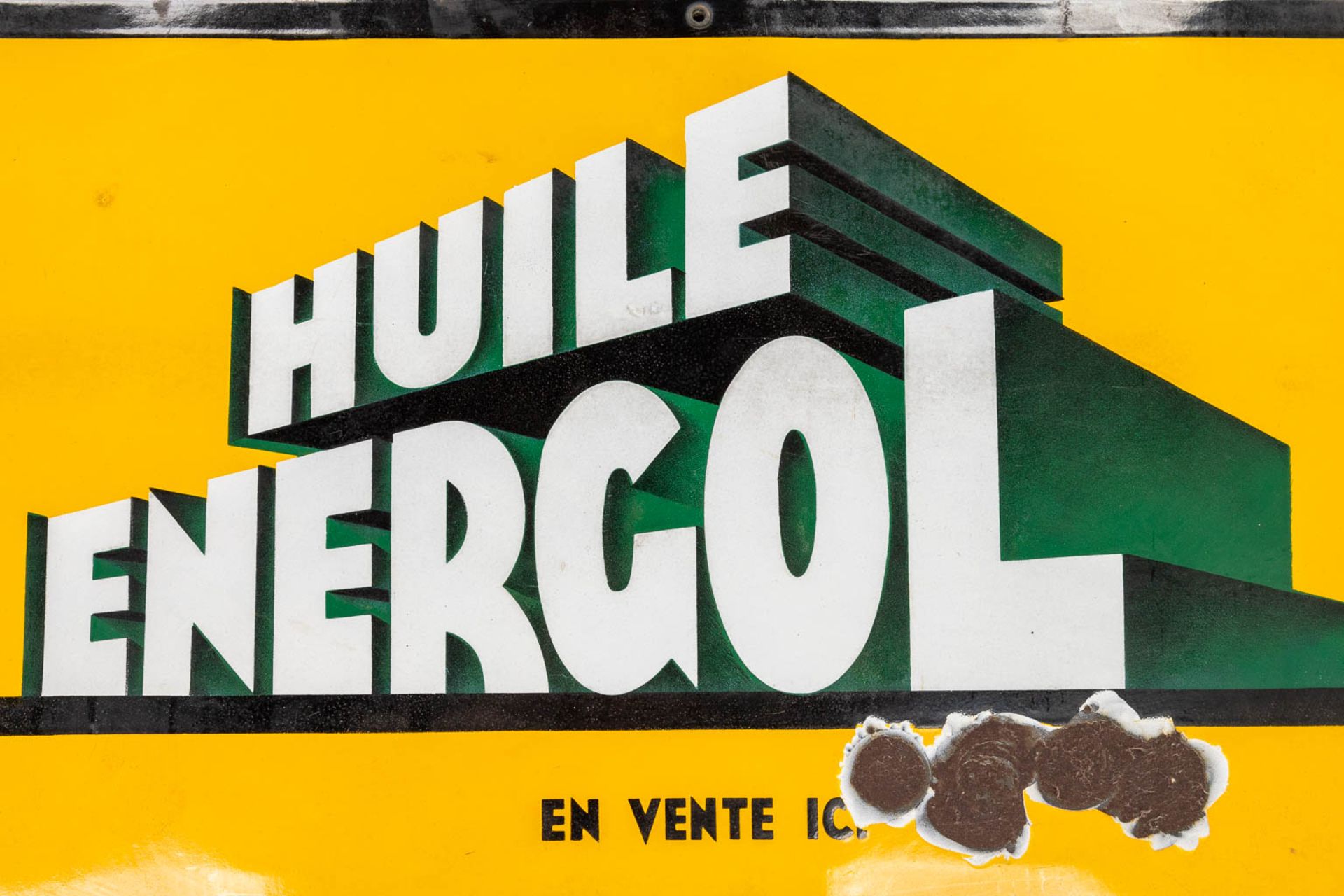 Huile Energol 'En Vente Ici', an enamel plate. (W: 48 x H: 78 cm) - Image 3 of 6