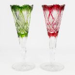 Val Saint Lambert, a collection of 2 vases, made of clear-cut crystal. (H: 36 x D: 13,5 cm)