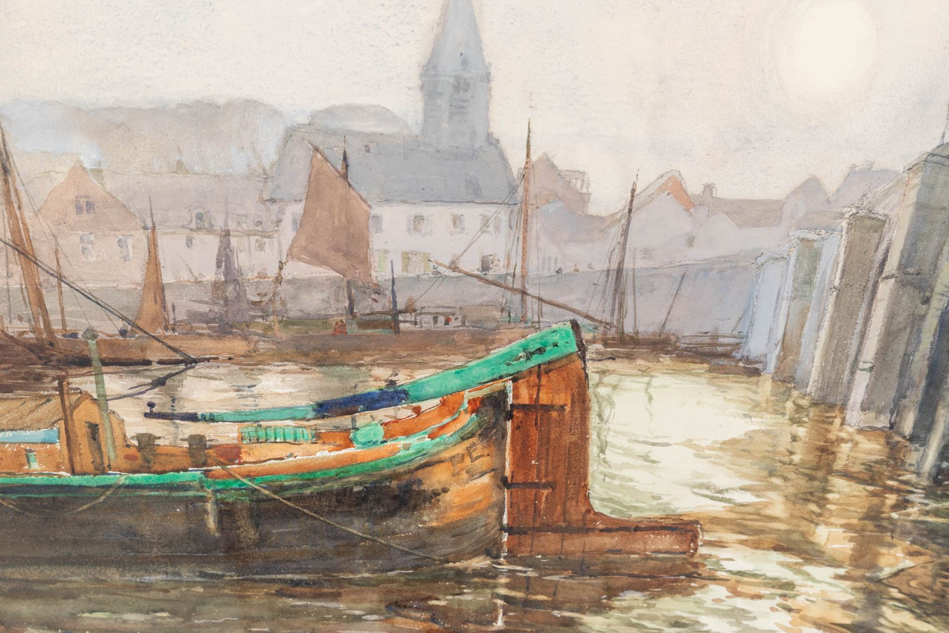 Edouard ELLE (1859-1911) 'The Bridge' watercolour on paper. (W: 77 x H: 55 cm) - Image 4 of 9