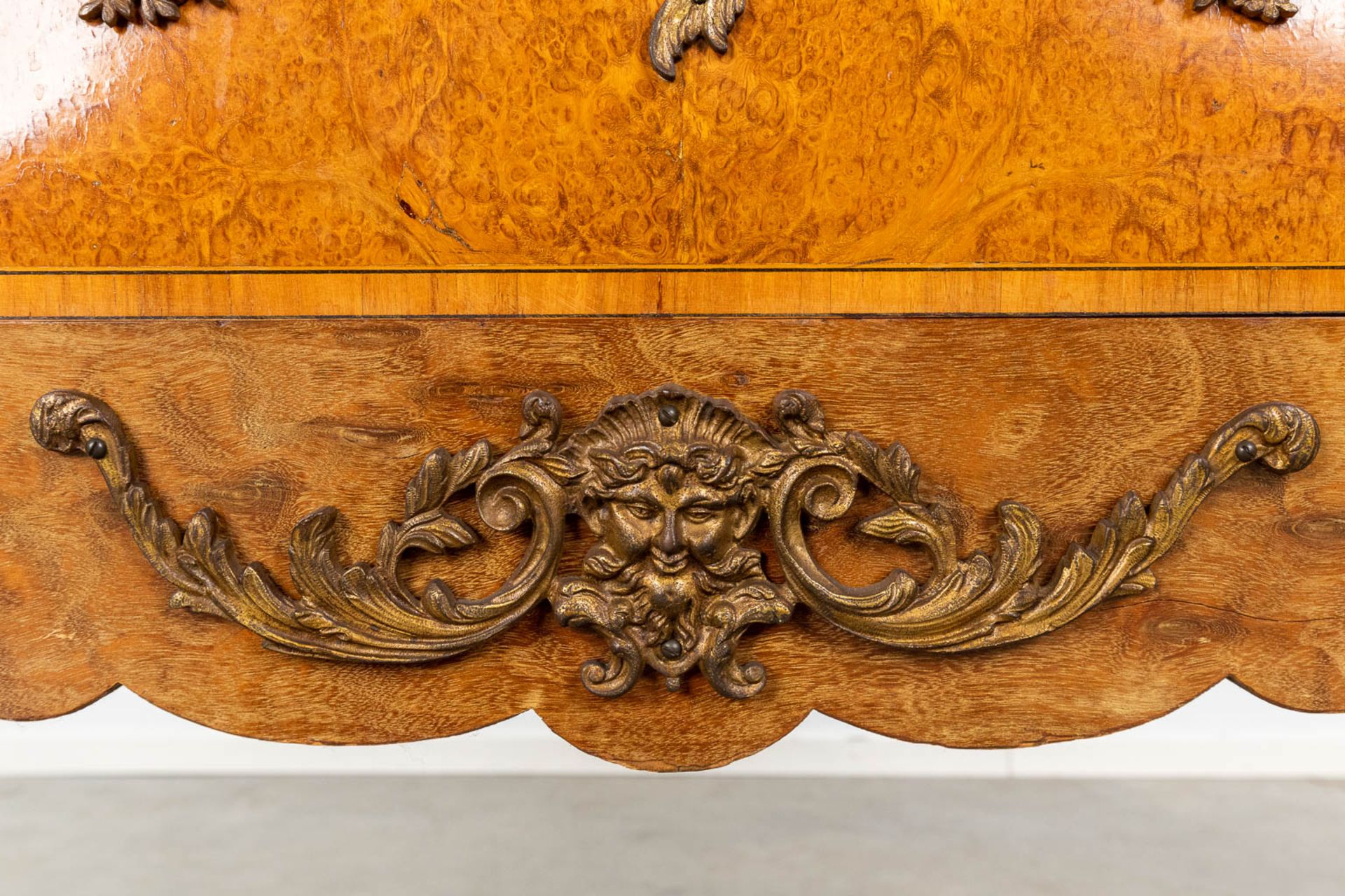 A two-drawer commode mounted with bronze and a marble top. 20th C. (L: 55 x W: 132 x H: 88 cm) - Image 12 of 19