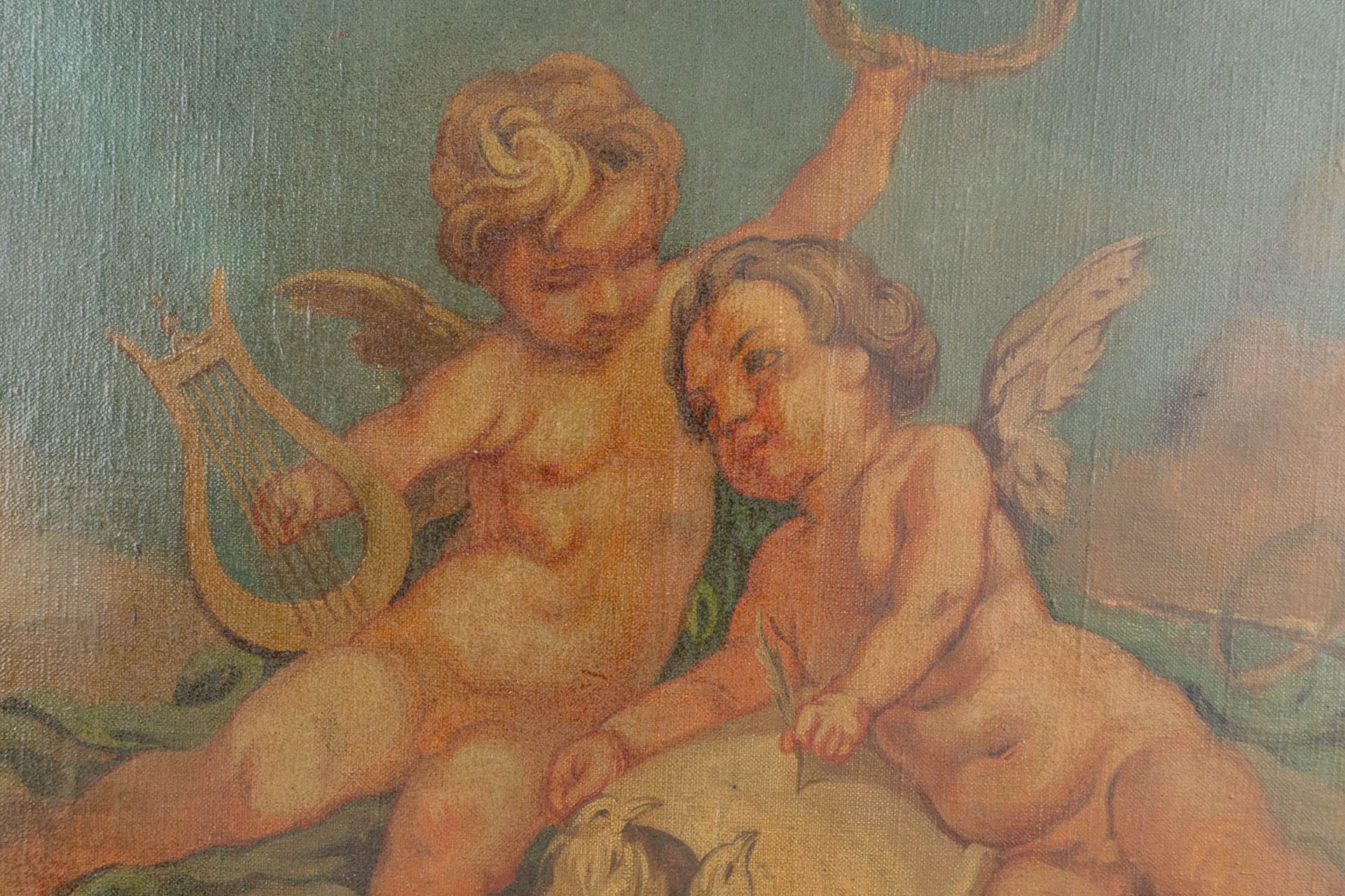 After Francois Boucher (1703-1770) 'Cherubs with white doves' oil on canvas. 19th C. (W: 51 x H: 43 - Image 4 of 6