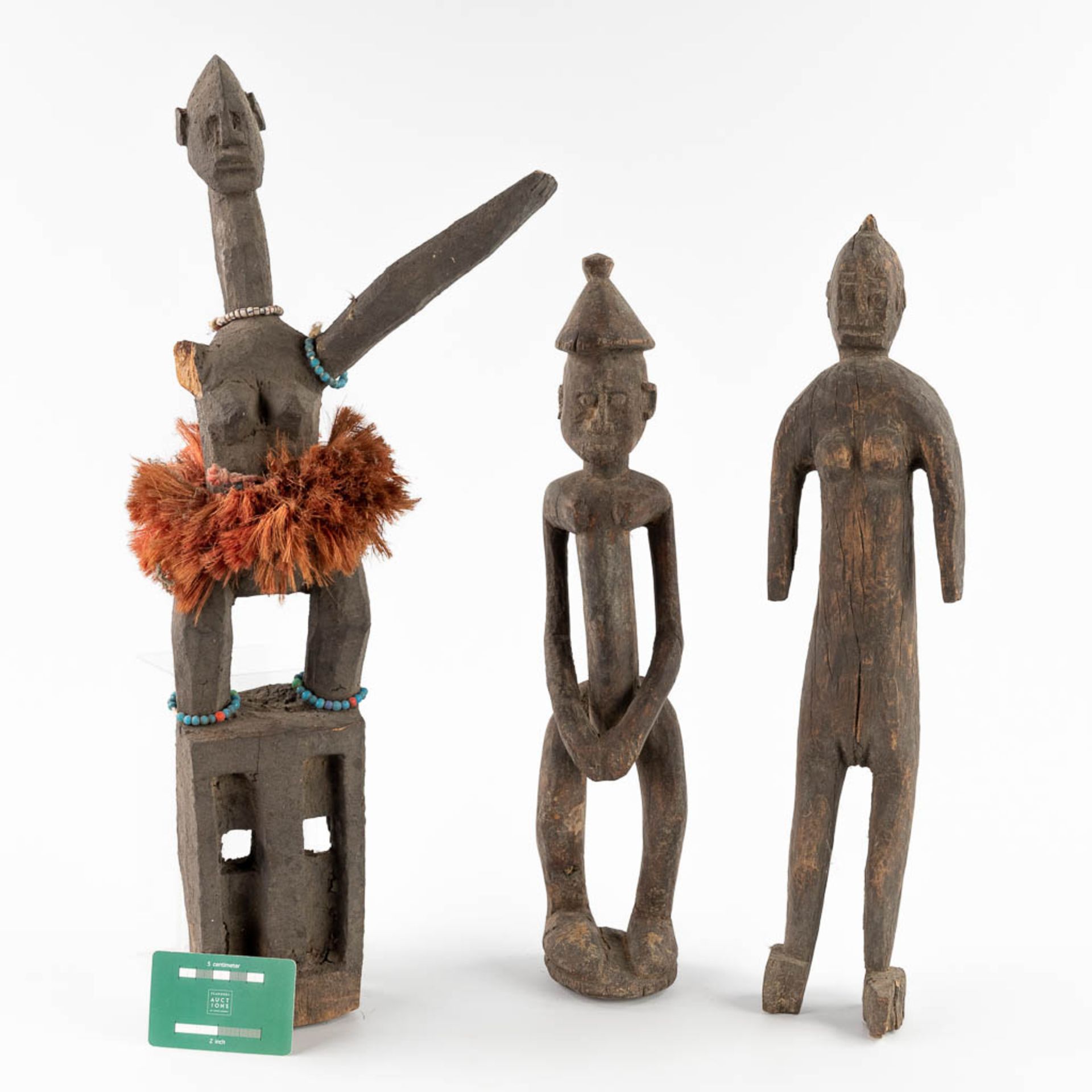 A collection of 3 figurines of African origin, Bambara Mali. (H: 58 cm) - Image 2 of 9