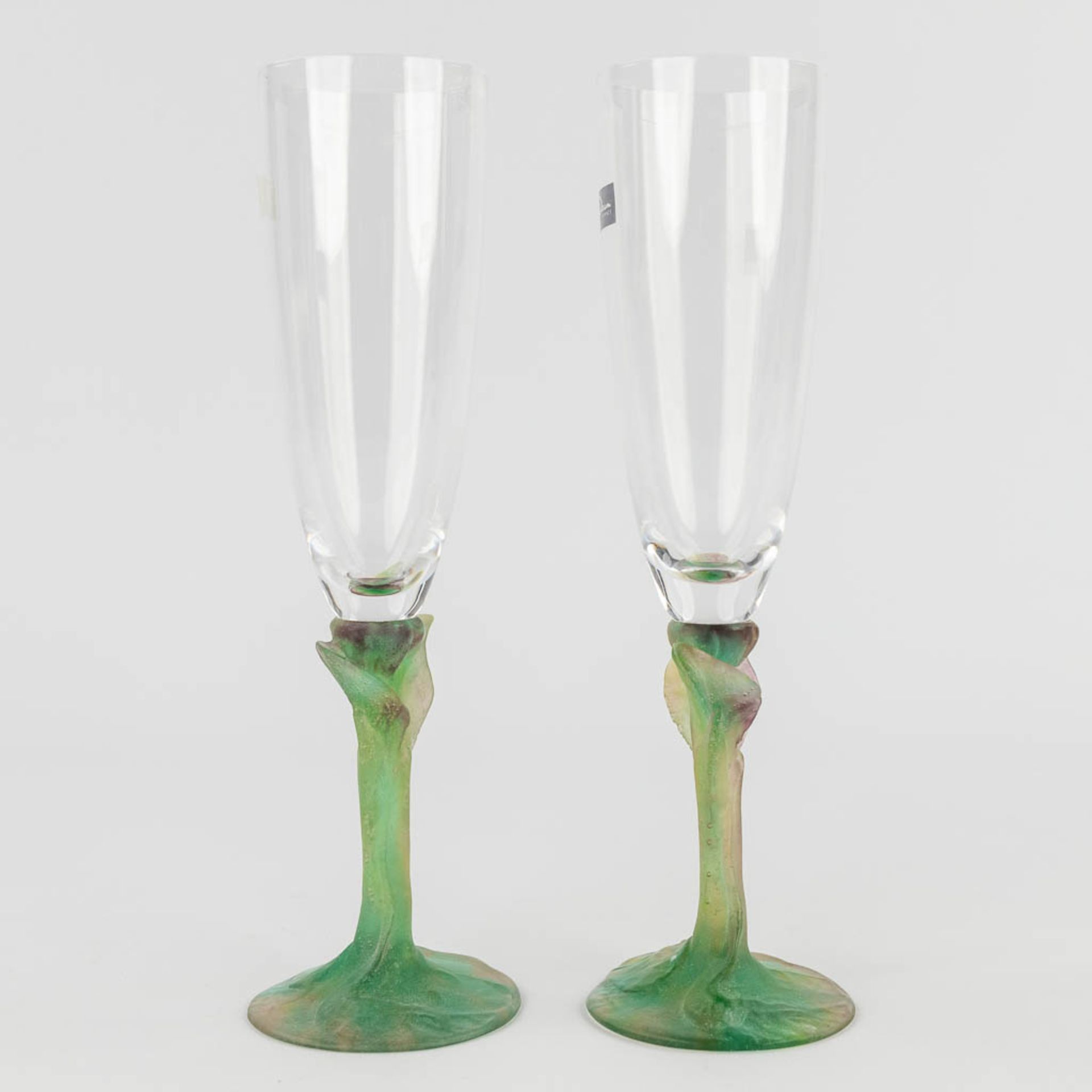 Daum France, 'Nature' a pair of champagne glasses in the original box. (H: 24 x D: 7 cm) - Bild 9 aus 13