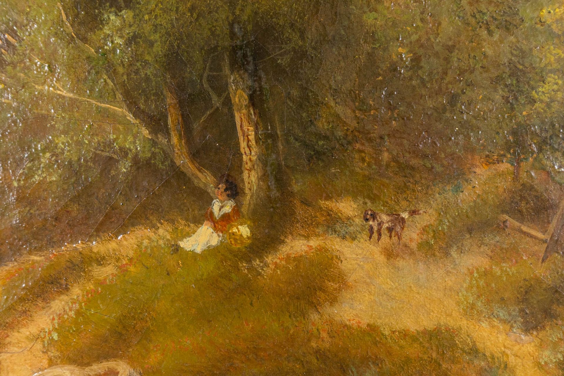A dune view with trees, oil on canvas. Signed. 19th century. (W: 75 x H: 56 cm) - Image 5 of 9