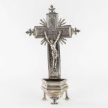 A solid silver Holy Water Font, Southern Netherlands, 18th century. 343g. (L: 4 x W: 14,5 x H: 26 cm