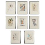 Salvador DALI (1904-1989) 'Dante Alegieri: Divine Comedy', a set of 8 prints. (W: 29 x H: 29 cm)