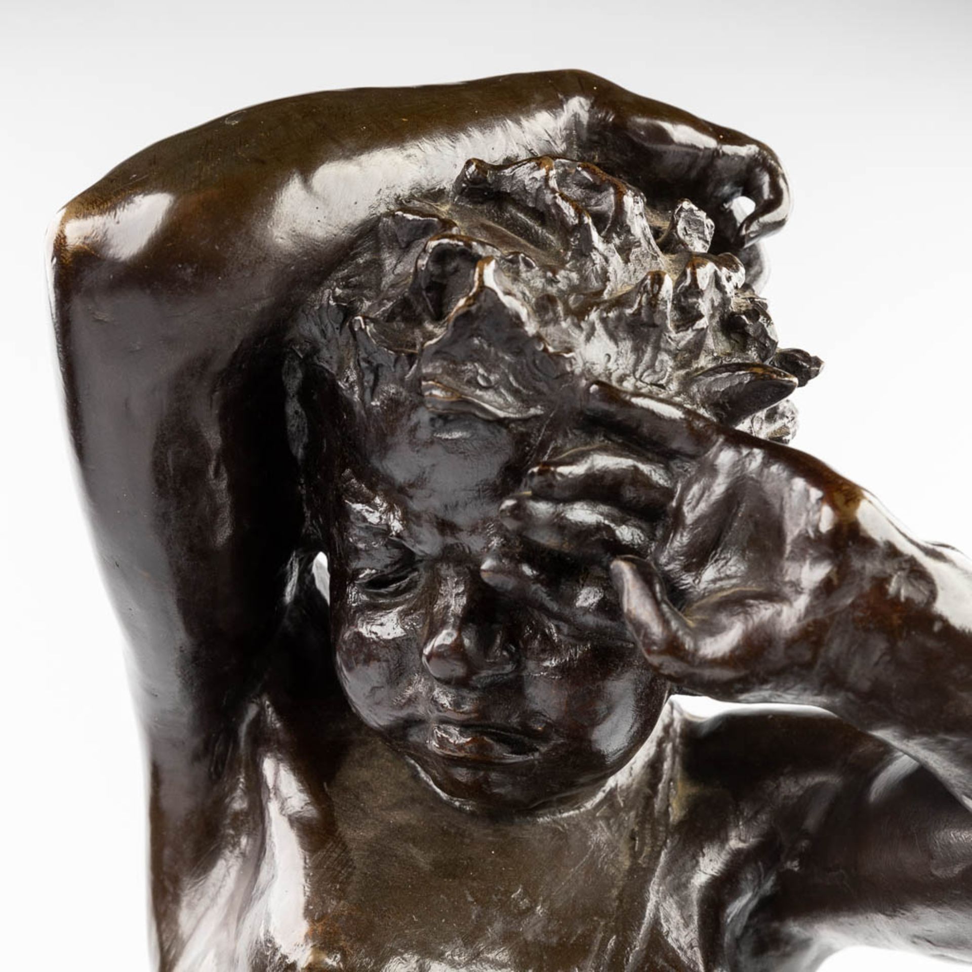 CLODION (1738-1814) 'Satyr' patinated bronze, 19de eeuw. (L: 27 x W: 40 x H: 60 cm) - Image 9 of 10