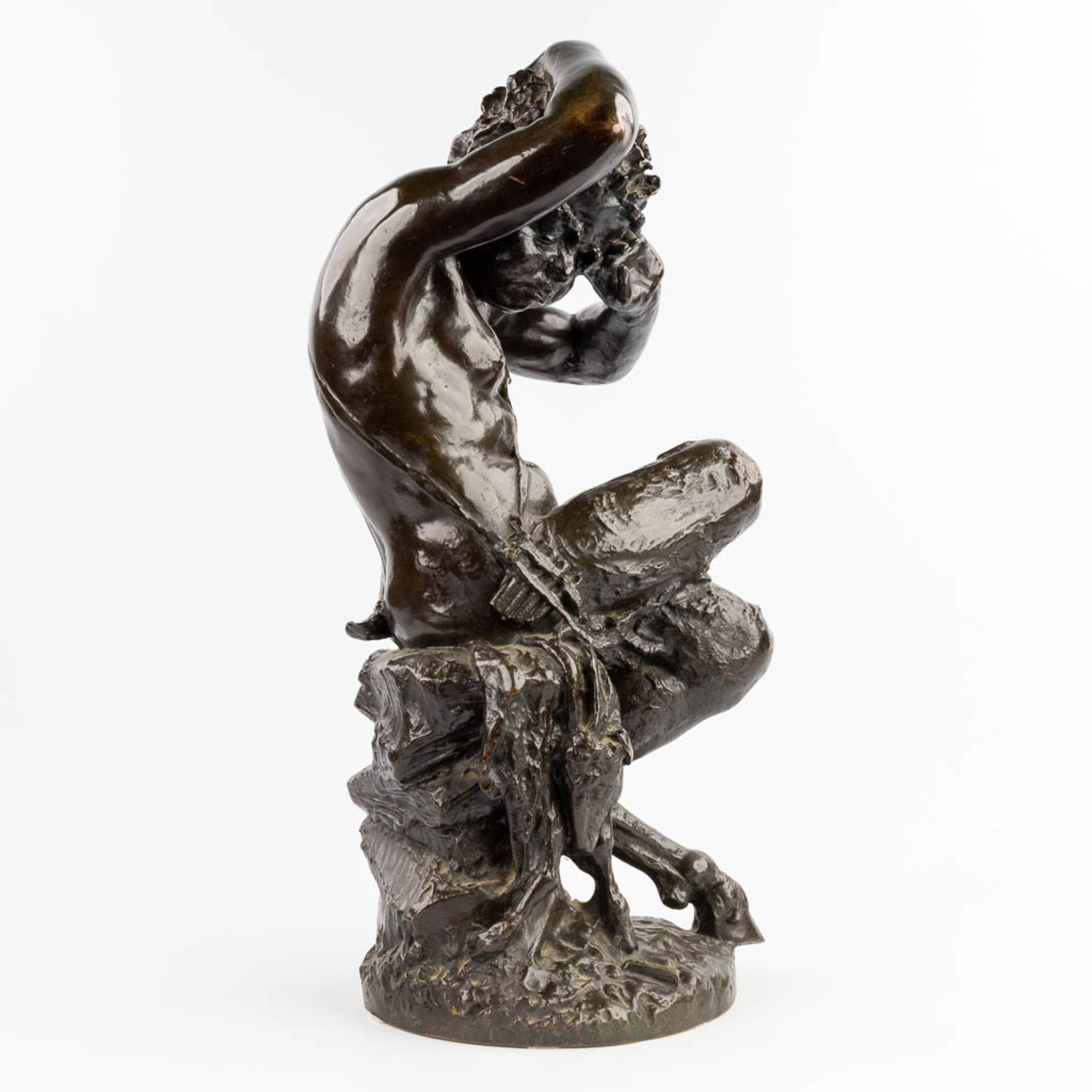 CLODION (1738-1814) 'Satyr' patinated bronze, 19de eeuw. (L: 27 x W: 40 x H: 60 cm) - Image 7 of 10