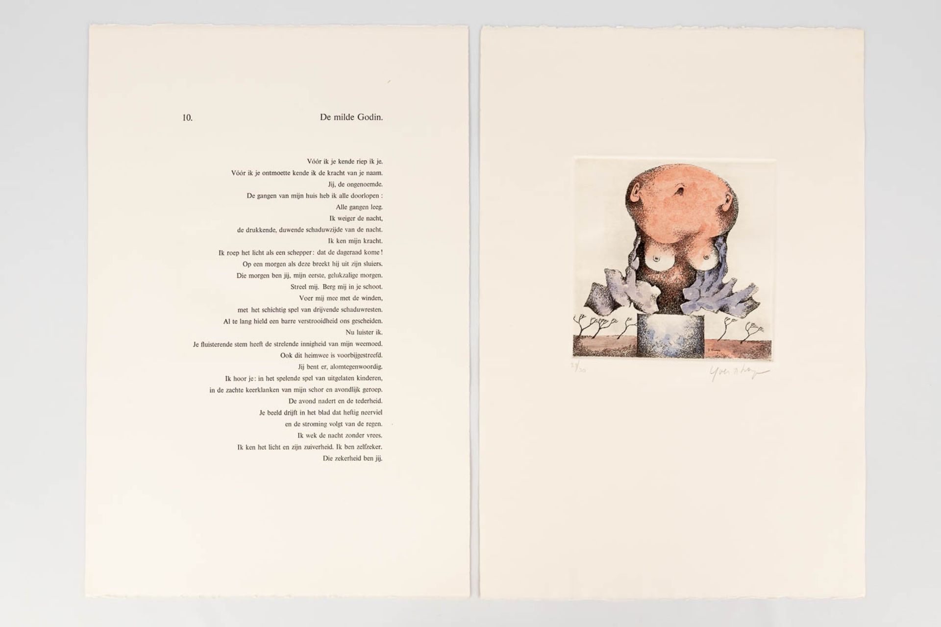 Yves RHAYÄ (1936-1995) 'Bereshit' A collection of poems and 14 serigraphs. 29/30. (L: 4 x W: 41 x H: - Image 19 of 24