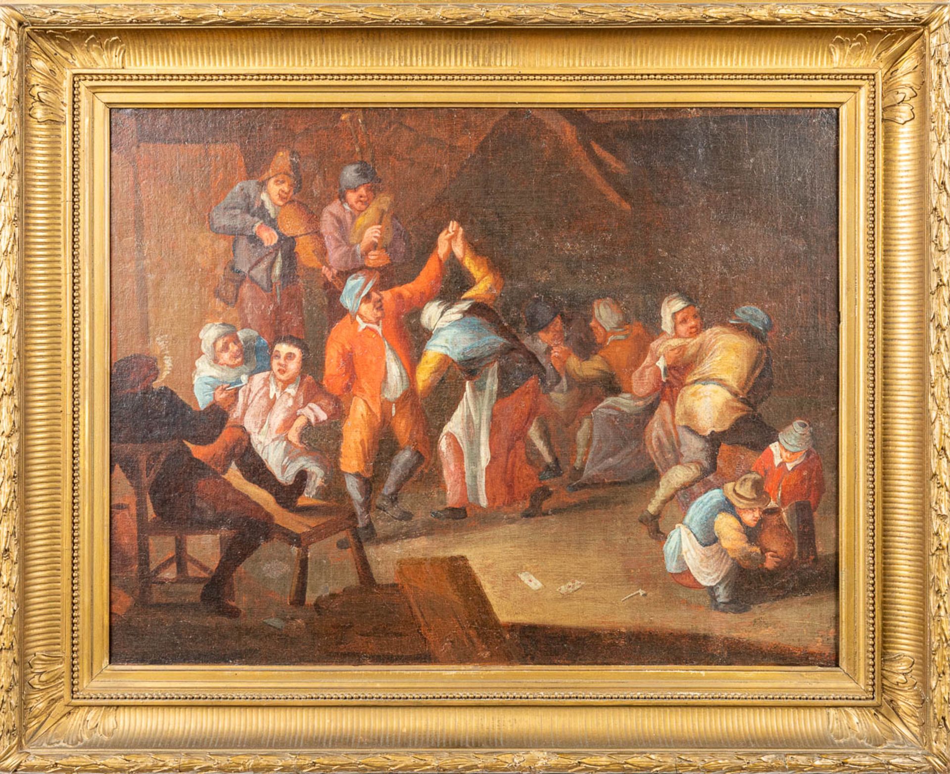 No signature found, a painting 'The Tavern' after Adriaen Brouwer, oil on canvas. (W: 66 x H: 50 cm) - Image 5 of 6