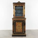 An antique display cabinet with boulle inlay, Napoleon 3 period. (L: 40 x W: 70 x H: 180 cm)
