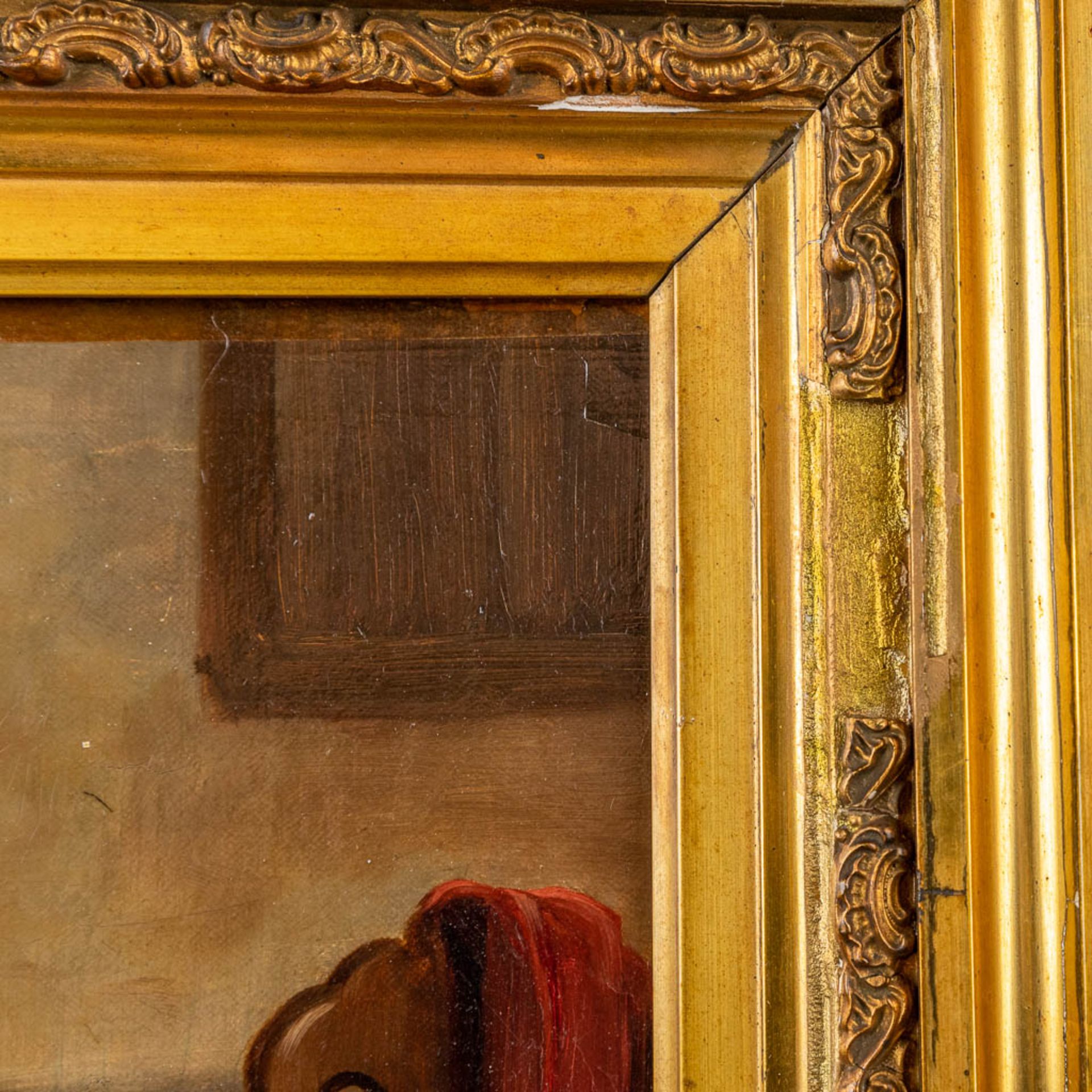 Corneille DEBIE (XIX) 'Bathing time' oil on canvas. (W: 45 x H: 34 cm) - Image 10 of 11