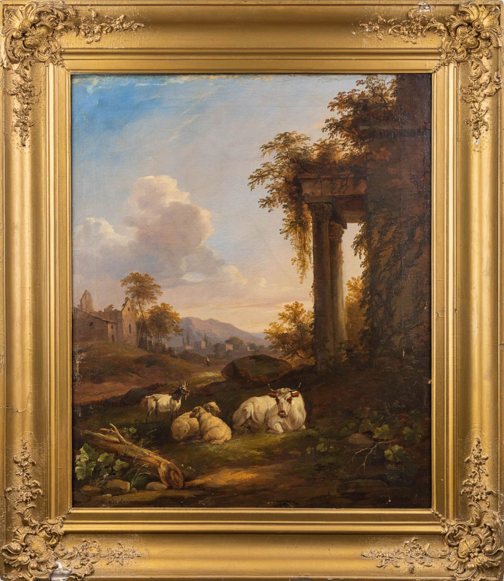 Albertus Gerardus BILDERS (1838-1865)(attr.) 'Landscape with cows' oil on canvas. (W: 63 x H: 76 cm) - Image 3 of 12