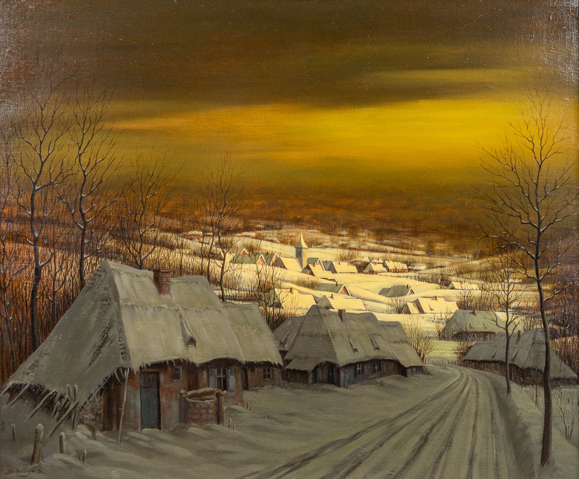 Bernard DE BRUYN (1923) 'Winter Landscape' oil on canvas. (W: 60 x H: 50 cm)