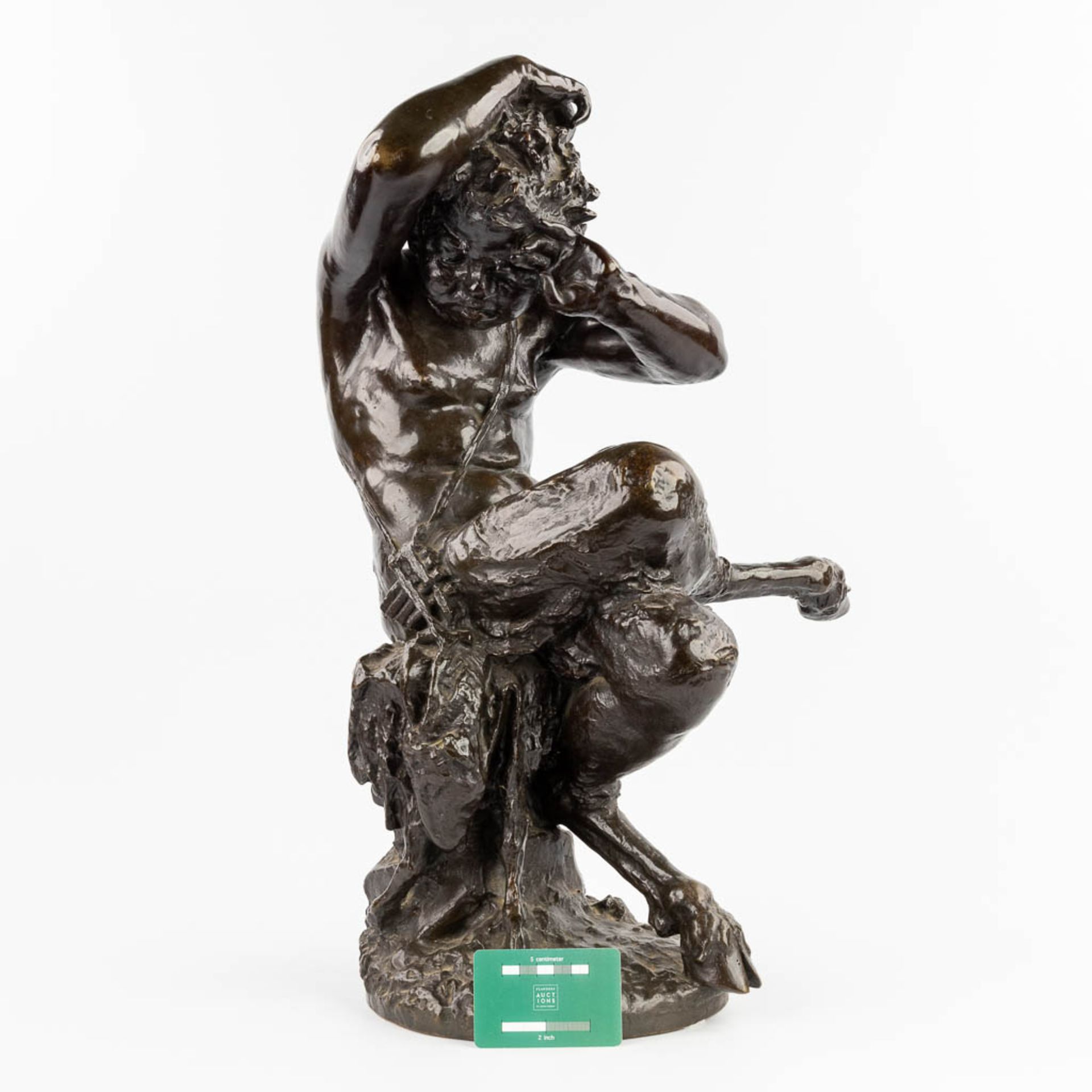 CLODION (1738-1814) 'Satyr' patinated bronze, 19de eeuw. (L: 27 x W: 40 x H: 60 cm) - Image 2 of 10