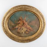 After Francois Boucher (1703-1770) 'Cherubs with white doves' oil on canvas. 19th C. (W: 51 x H: 43