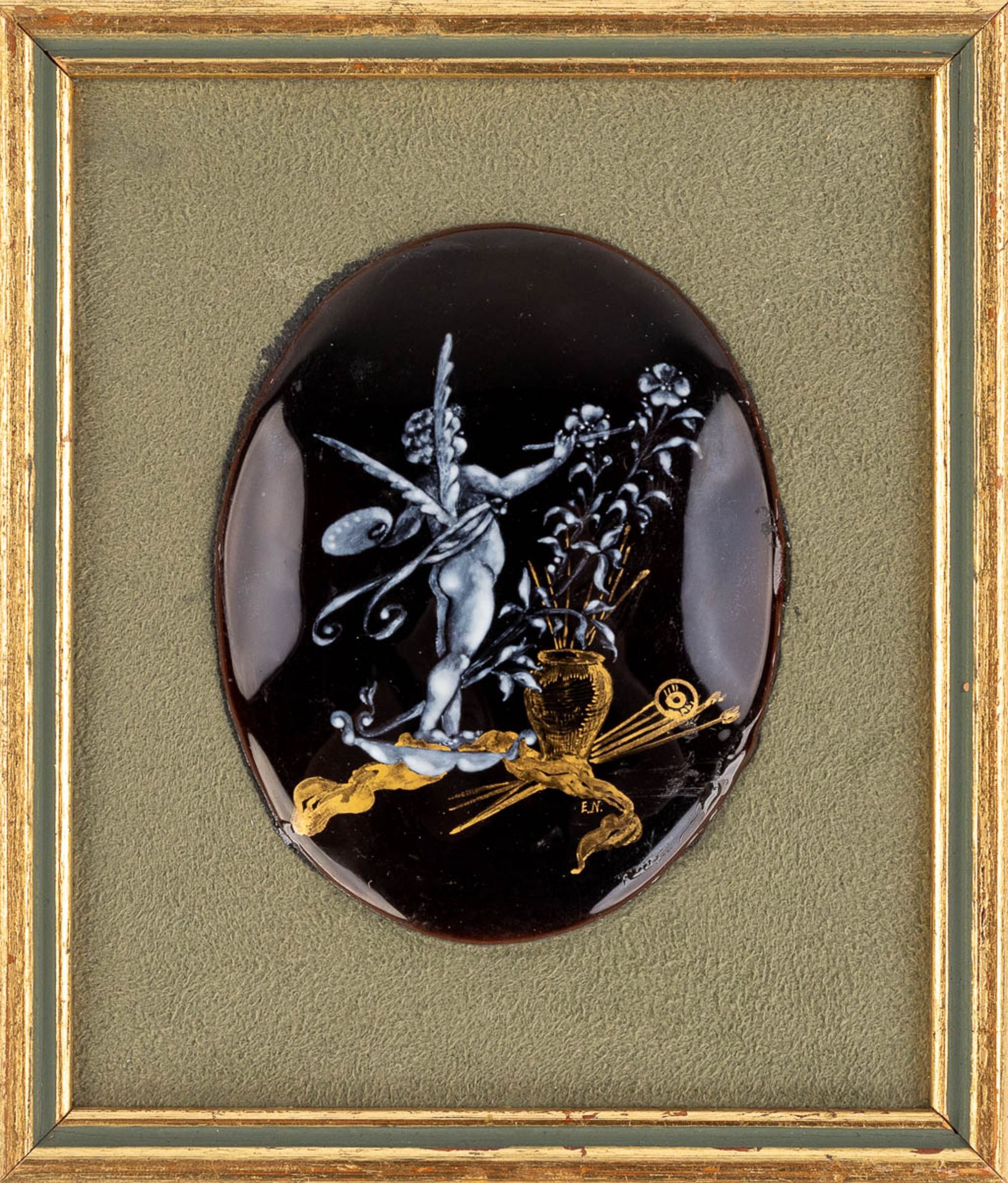 A collection of 4 plaques, enamel on copper, Limoges, France. 20th century. (W: 22 x H: 27,5 cm) - Image 15 of 19