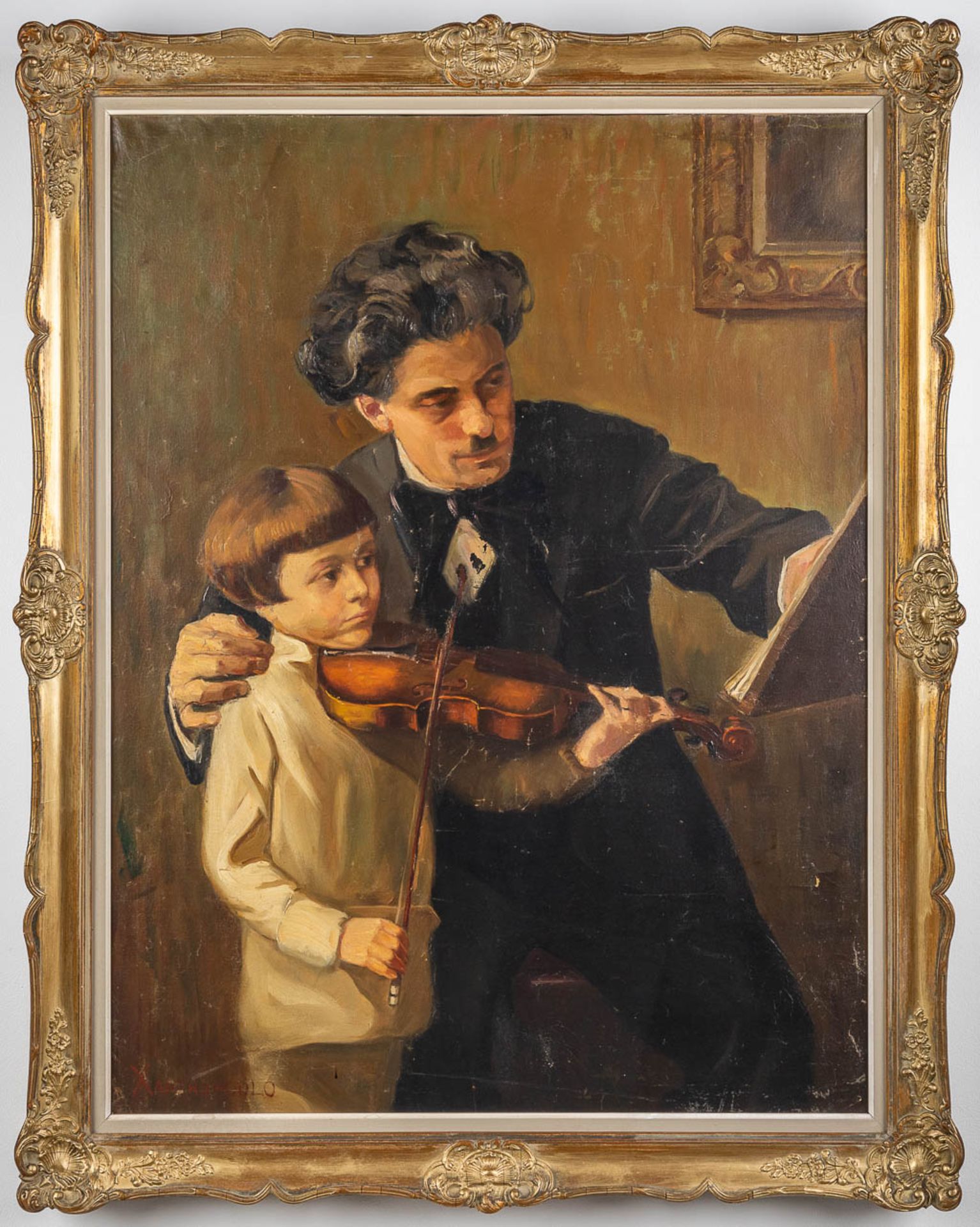 The Violin Player, a painting, oil on canvas. Signed Xanthopoulo. (W: 80 x H: 105 cm) - Image 3 of 12