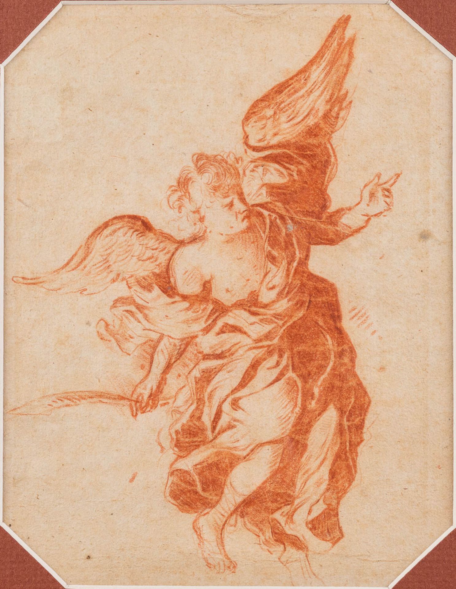 Study of an angel, a drawing, pencil on paper. 17th C. (W: 15 x H: 20 cm)