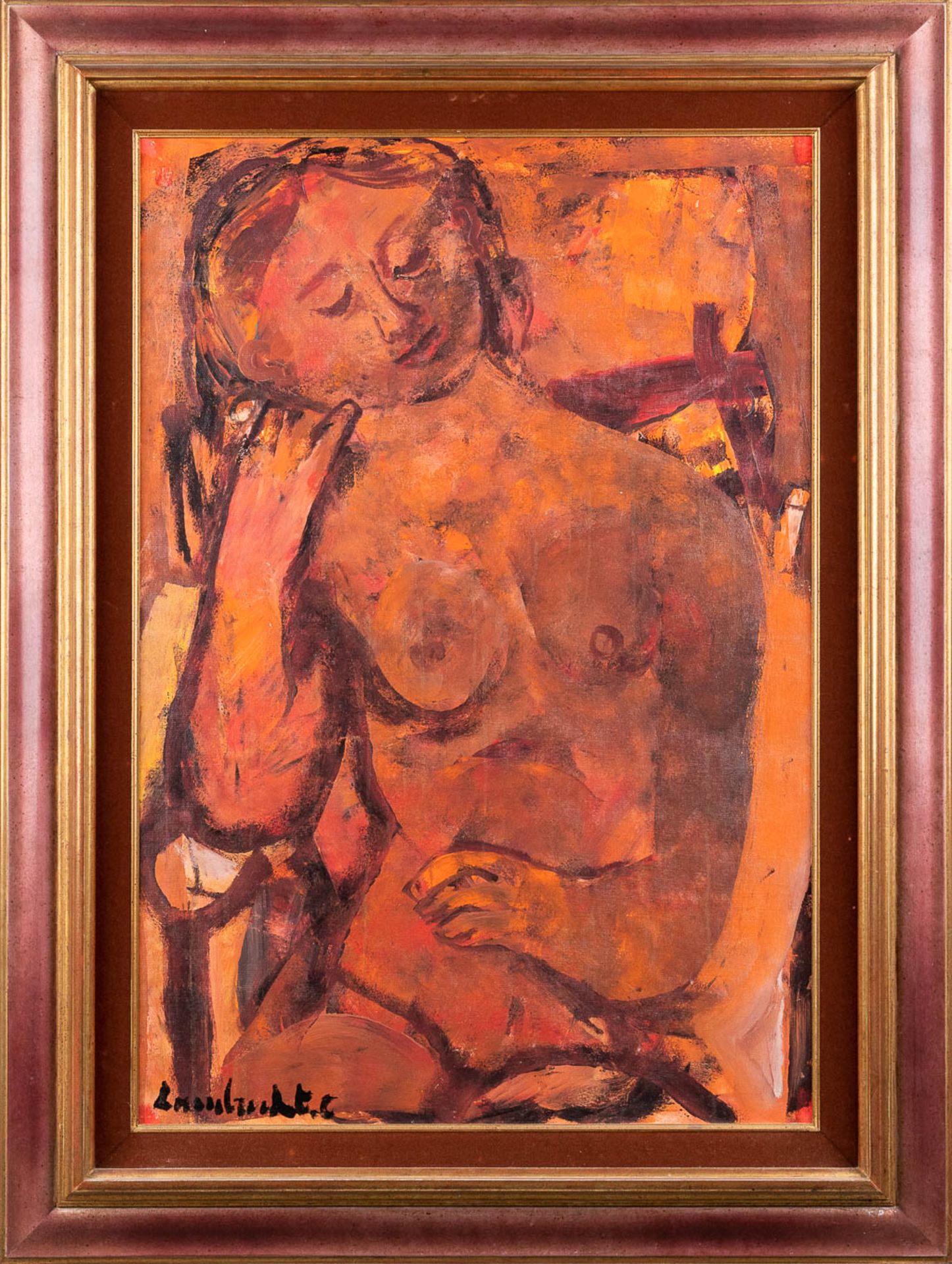 Constant LAMBRECHT (1915-1993) 'Nude' oil on canvas. (W: 60 x H: 88 cm) - Image 3 of 7