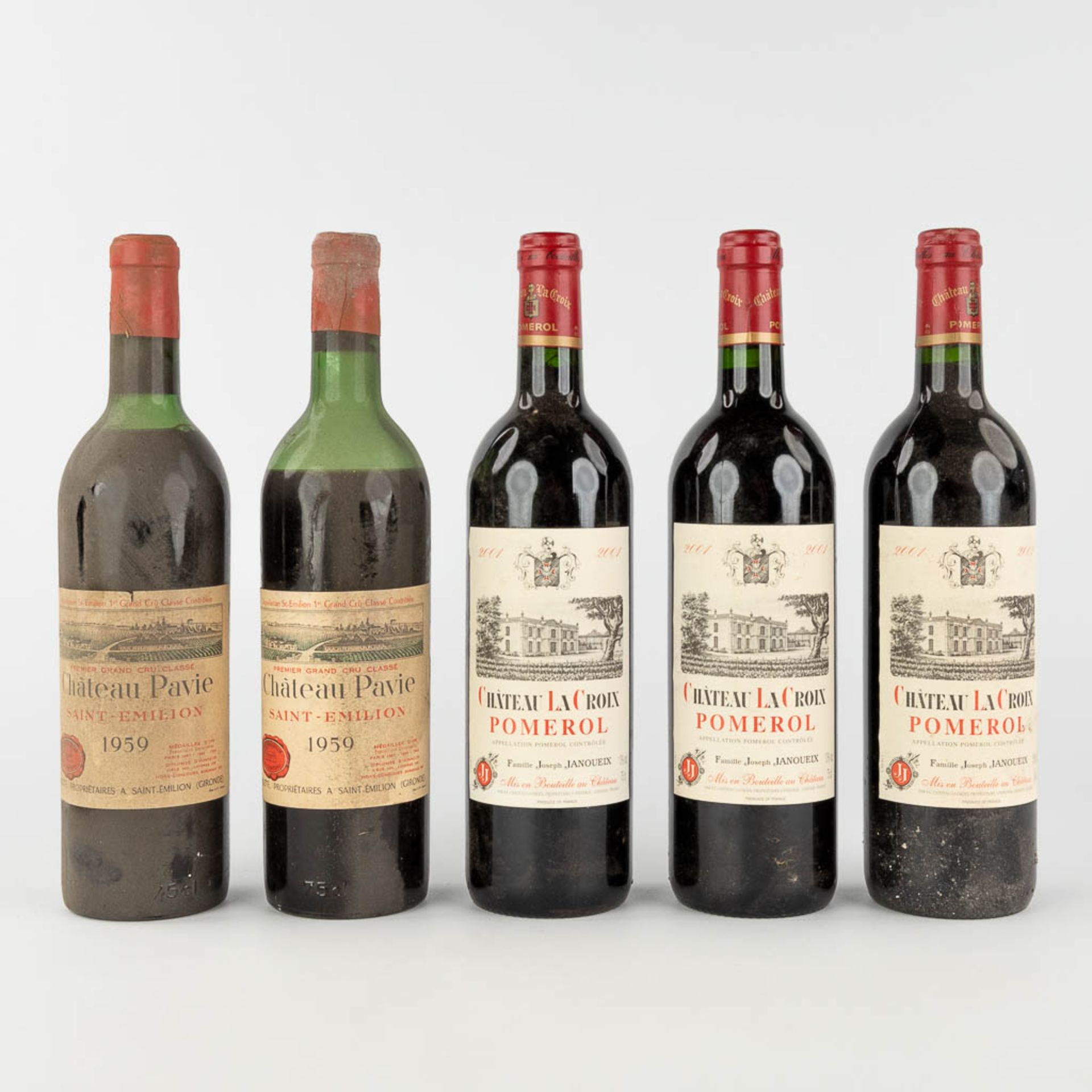 Chateau La Croix Pomerol 2001, 3 bottles & Chateau Pavie 1959, 2 bottles