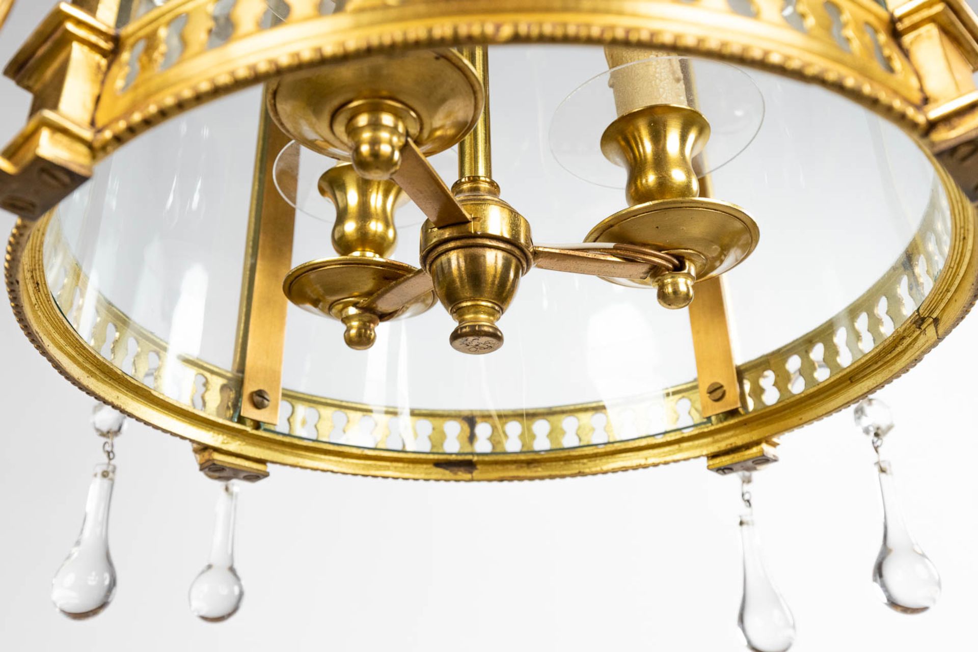 A hall lamp made of brass and glass. Circa 1970. (H: 67 x D: 36 cm) - Image 9 of 9
