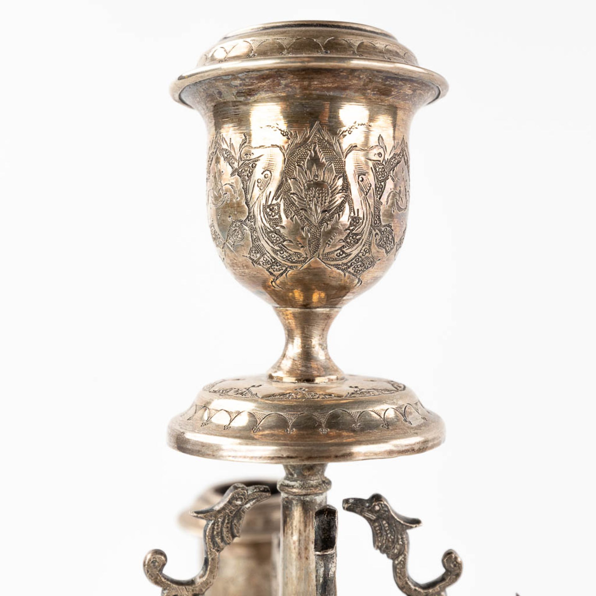 A pair of candelabra, silver, probably Middle-East. 3,650g. - Image 7 of 14