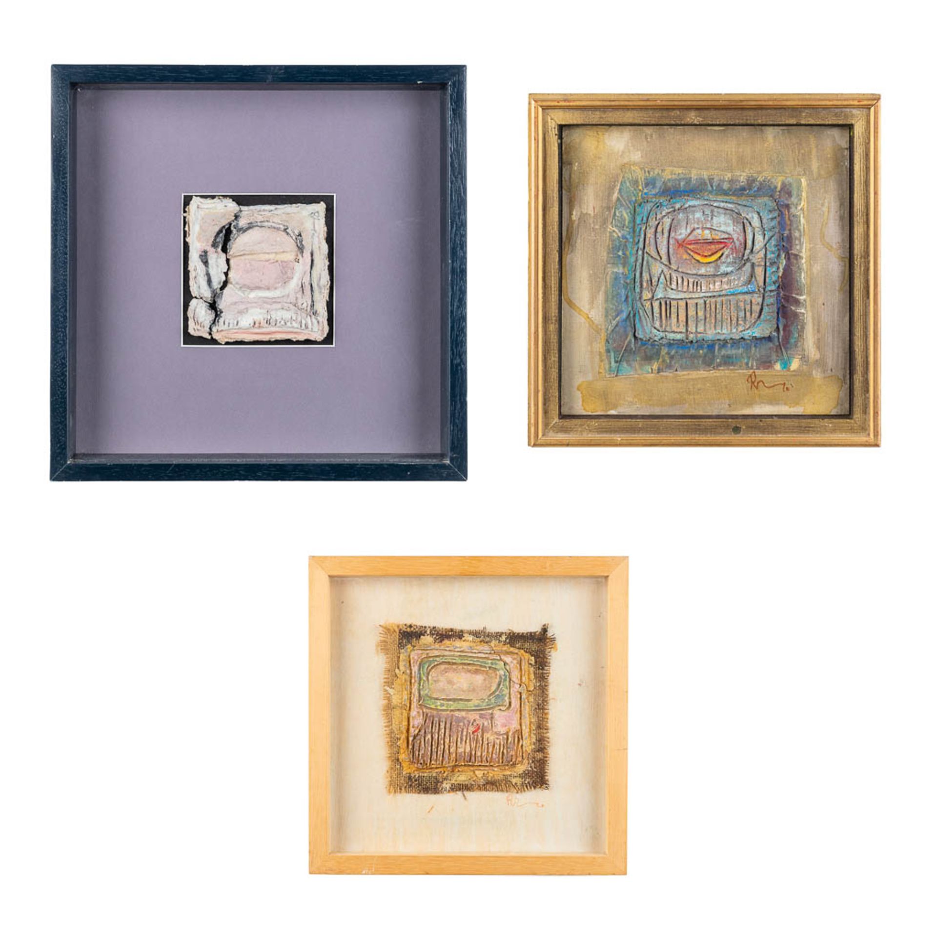 Raymond LEROY (XX-XXI) 'Abstract' a collection of 3 artworks. (W: 21 x H: 22 cm)