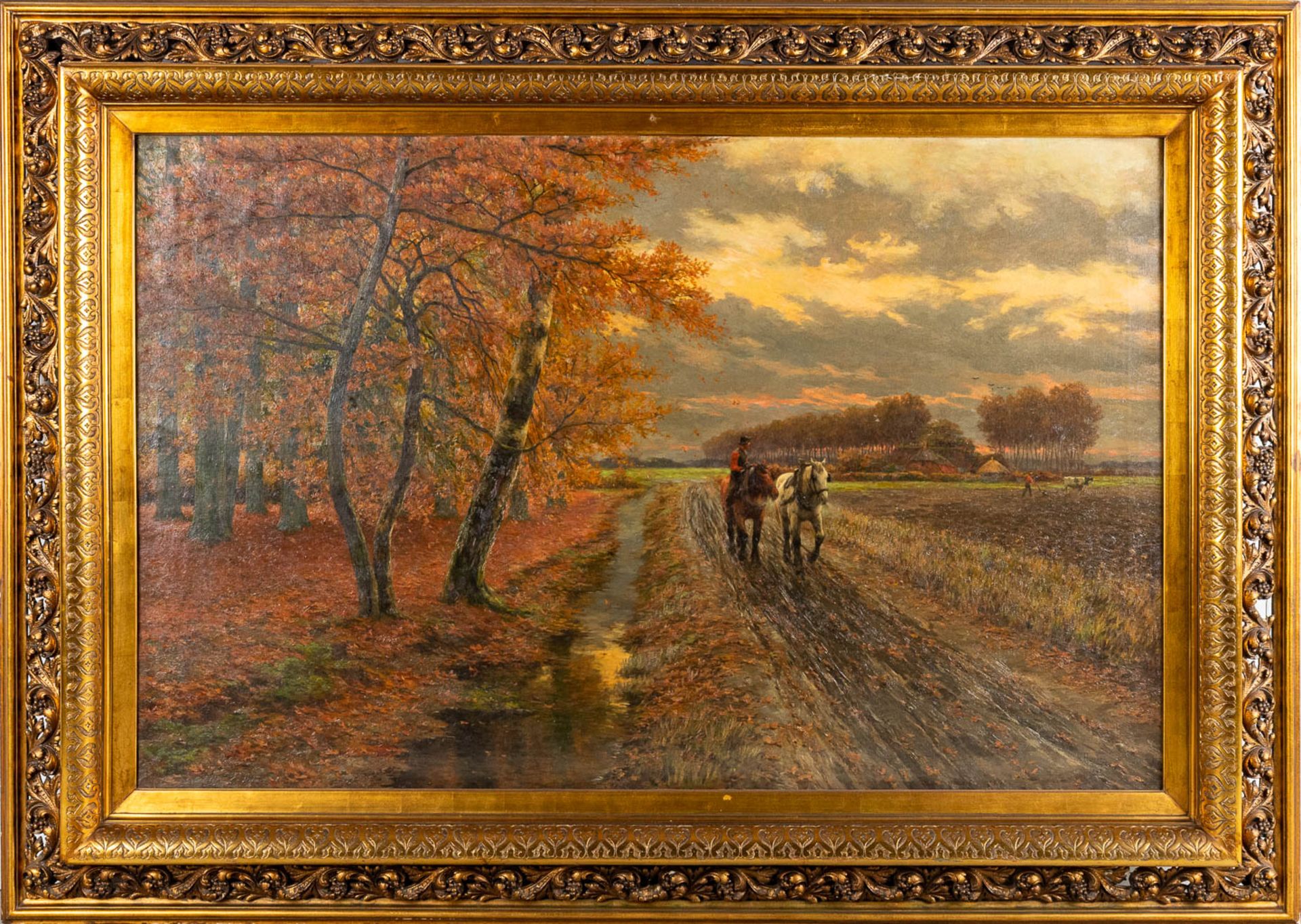 Henri HOUBEN (1858-1931) 'Brabant Horses' oil on canvas. 1897. (W: 167 x H: 106 cm) - Image 3 of 9