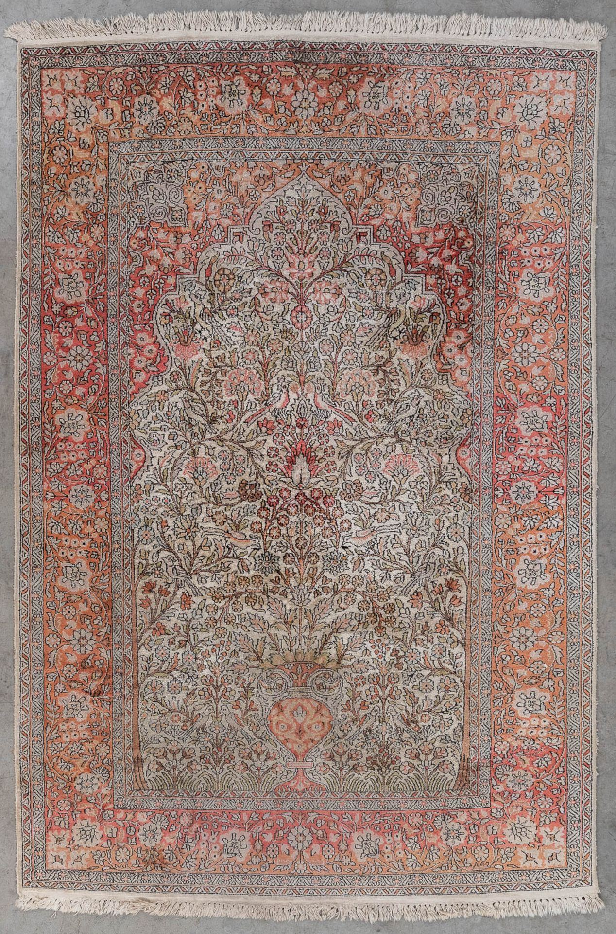 An Oriental hand-made carpet. Flower Vase, Kashan. (L: 223 x W: 146 cm)