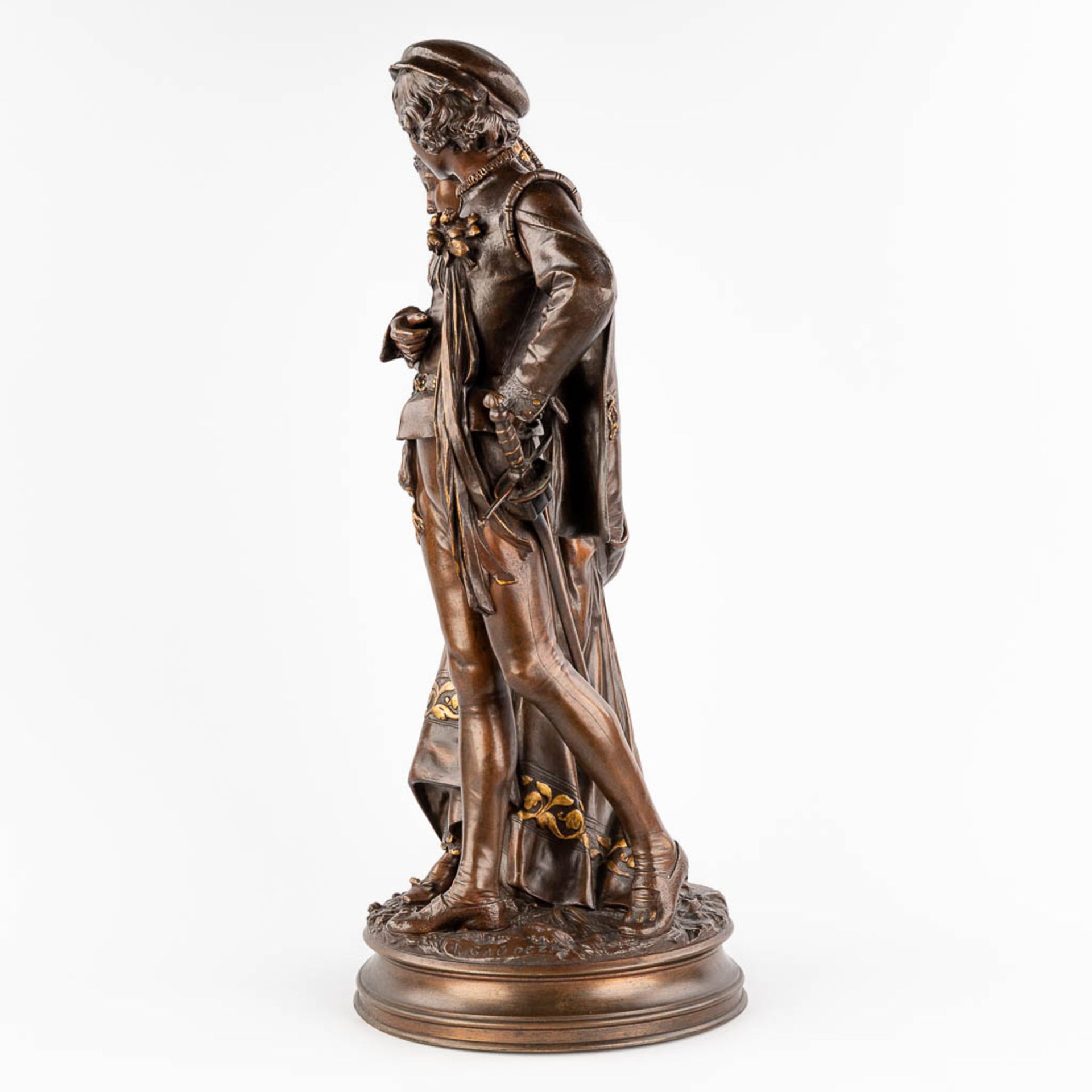 Adrien Etienne GAUDEZ (1845-1902) 'Gentleman and woman' patinated bronze. (H: 62 x D: 26 cm) - Image 4 of 15