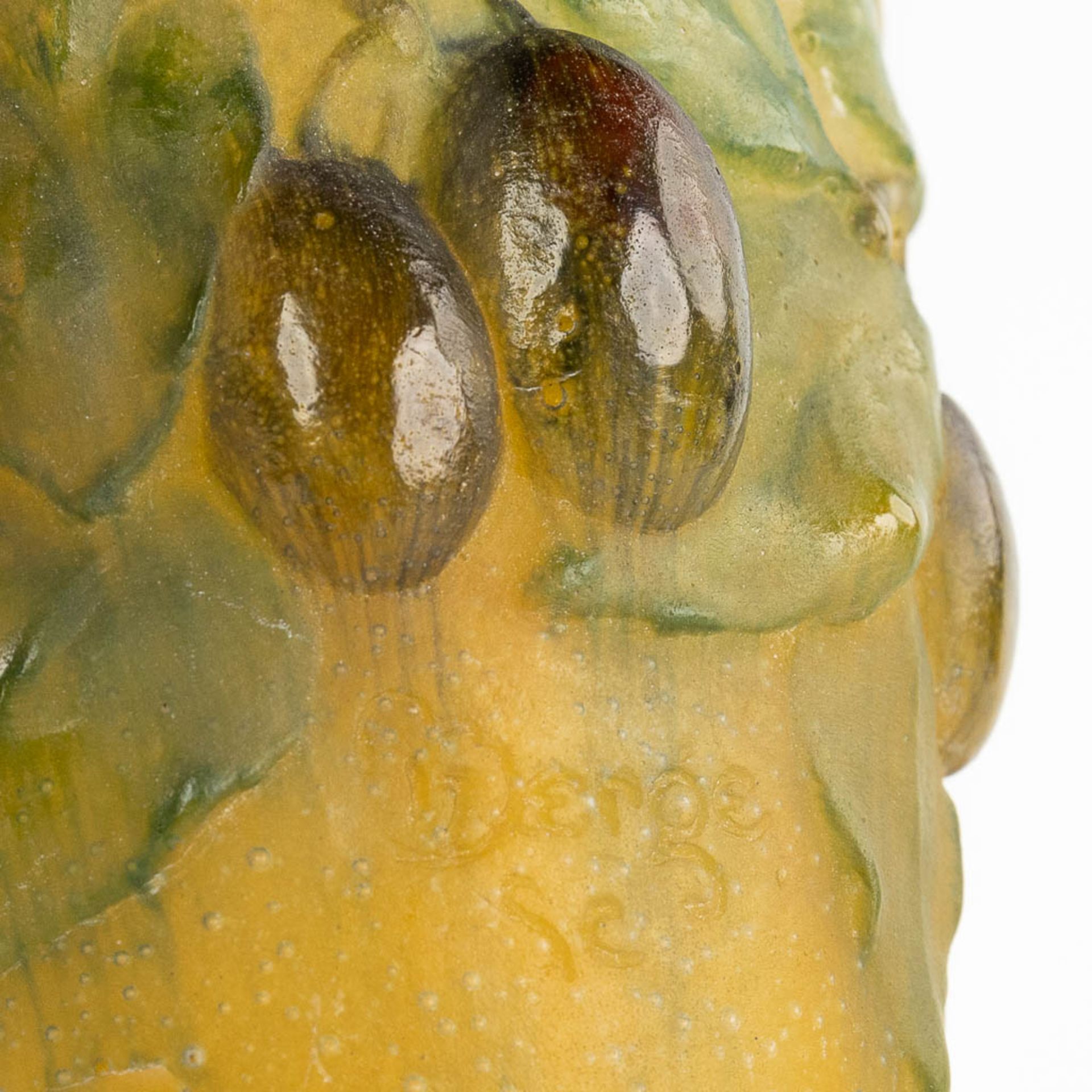 Amalric WALTER &amp; Henry BERGE (XIX-XX) 'Plum Vase' pate de verre. (H: 20 x D: 12 cm) - Image 12 of 14