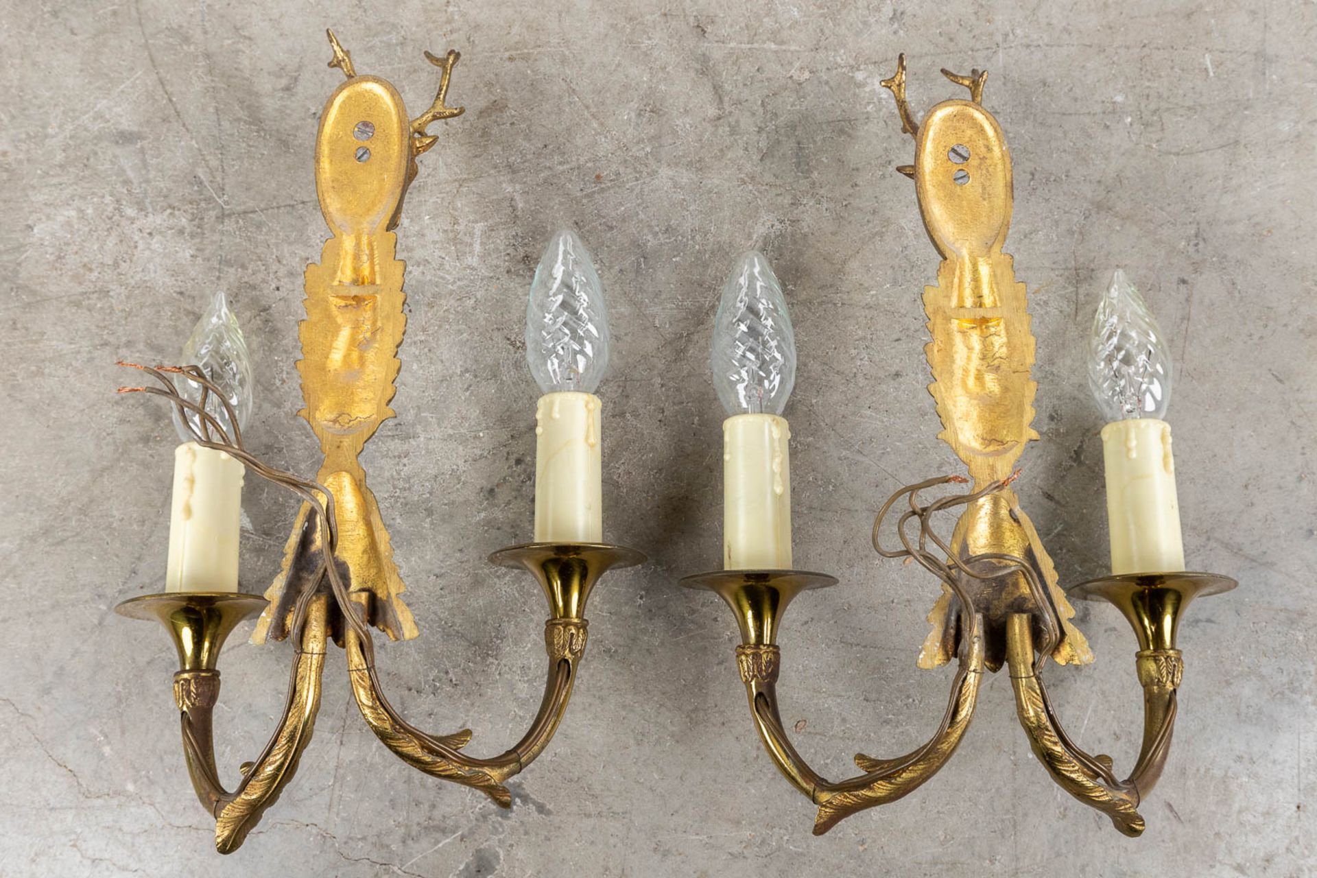 A collection of 6 pairs of wall lamps in Louis XVI, Louis XV and empire style. 20th century. (H: 42 - Bild 6 aus 16