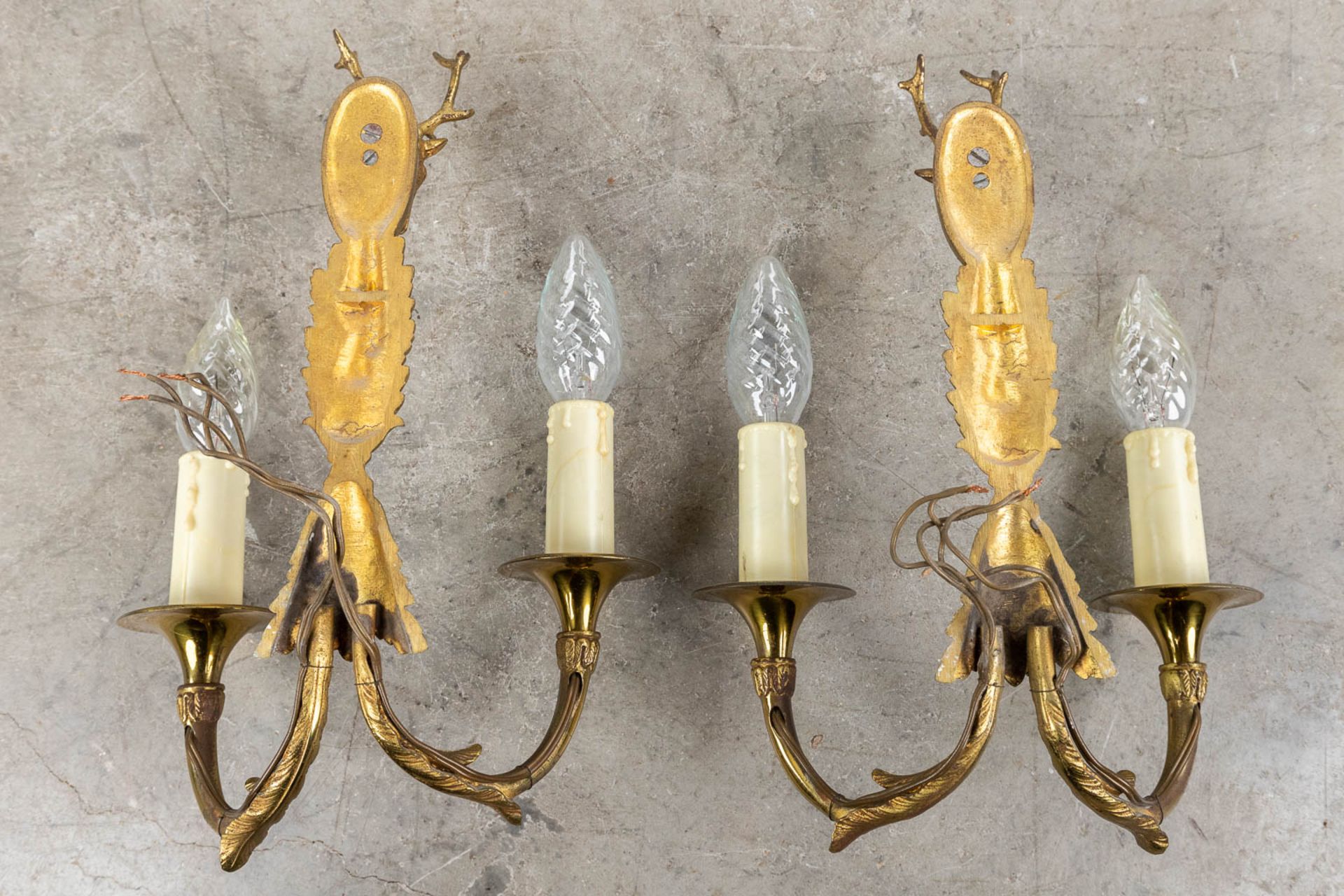 A collection of 6 pairs of wall lamps in Louis XVI, Louis XV and empire style. 20th century. (H: 42 - Image 6 of 16