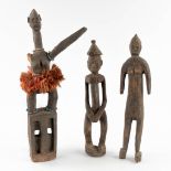 A collection of 3 figurines of African origin, Bambara Mali. (H: 58 cm)