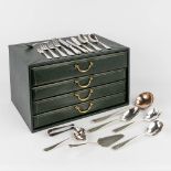 Francois Frionnet, Model Perles, a large storage box with silver-plated cutlery. 128-pieces. (L:31,5