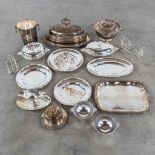 A large collection of table accessories and serving ware, silver-plated metal. (L: 32 x W: 48 cm)