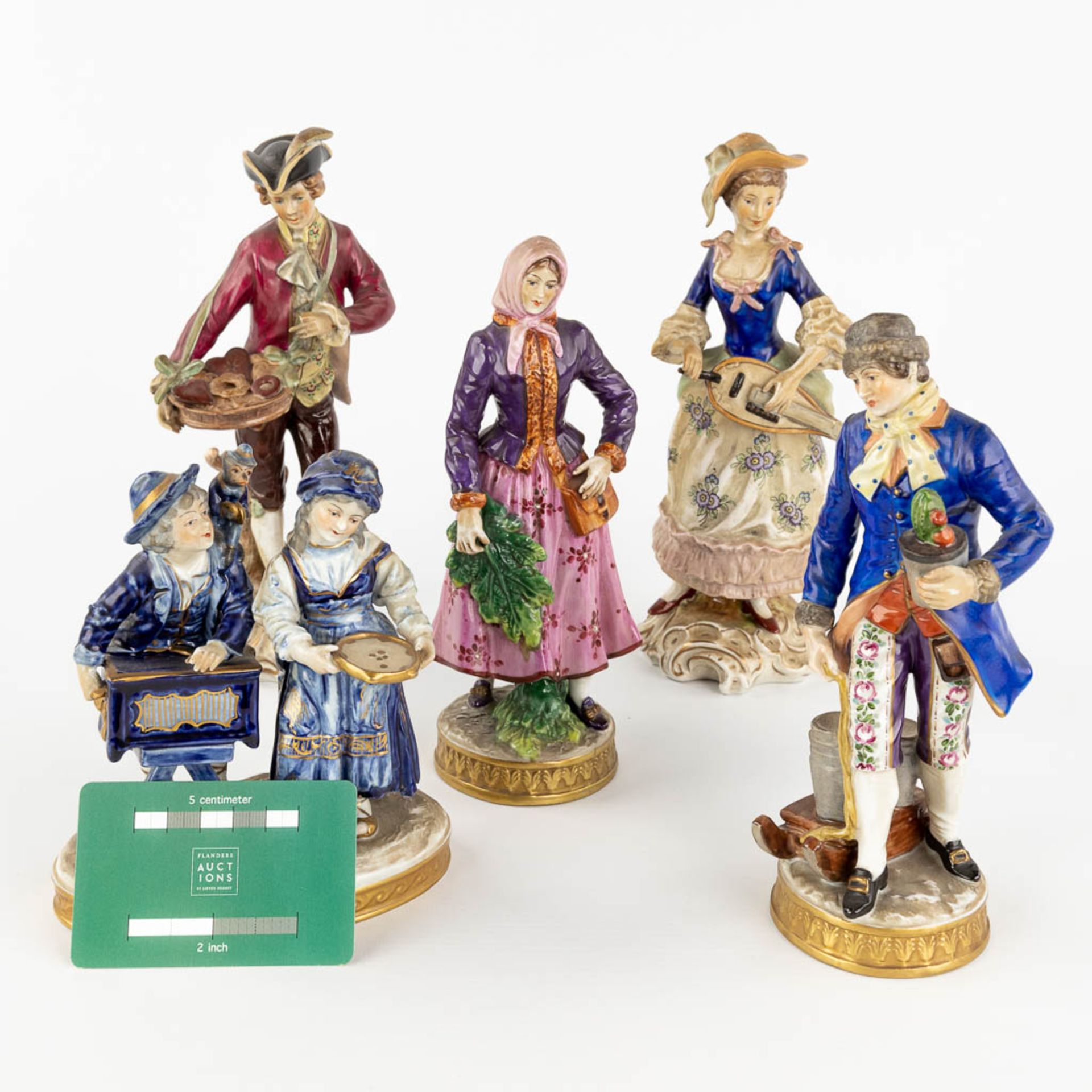 An collection of porcelain figurines. Marks by Volkstedt, Capodimonte. (H: 23 cm) - Image 2 of 20