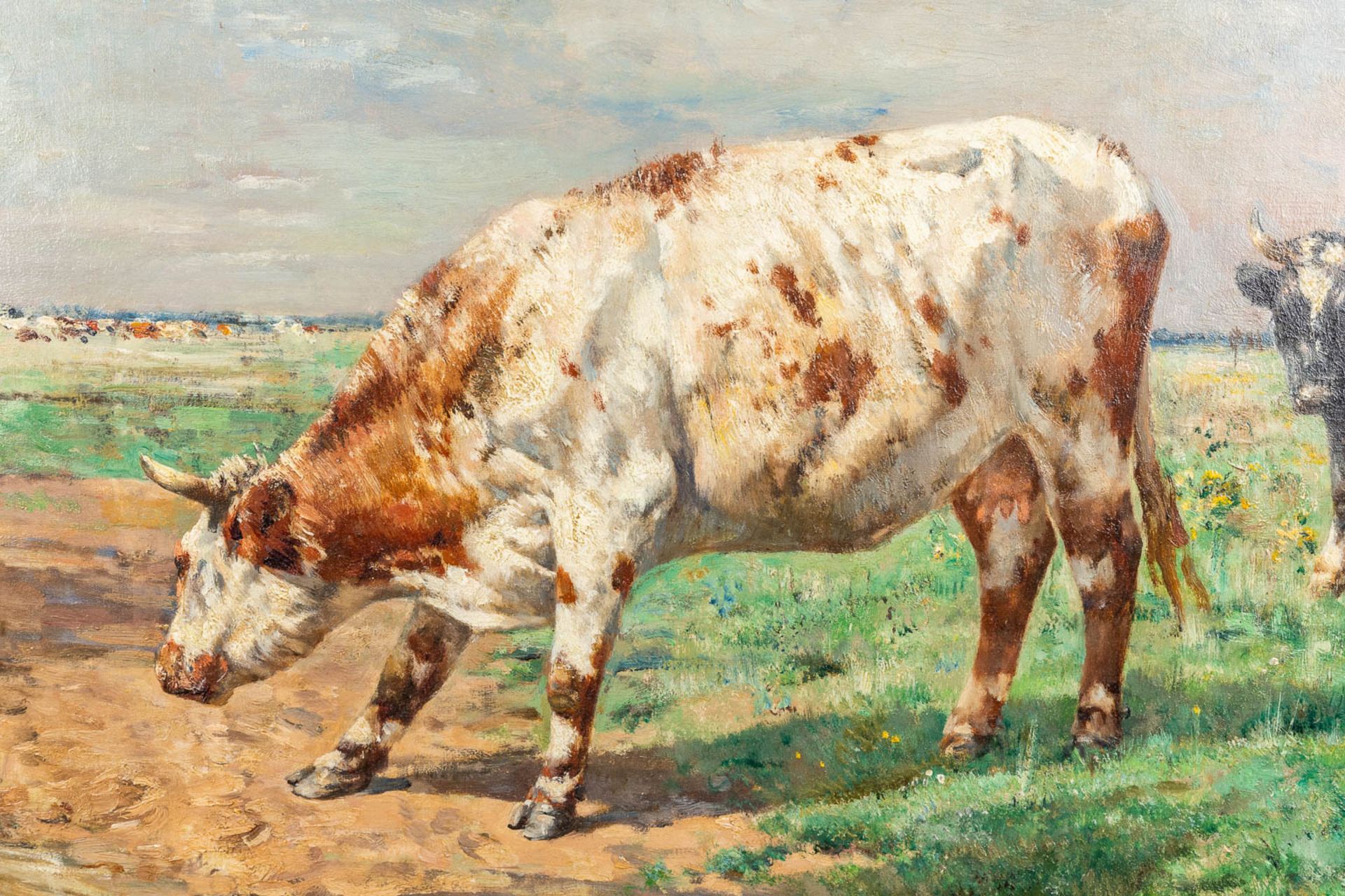 Alfred VERWEE (1838-1895) 'Koeien bij de drinkpoel' oil on canvas. (W: 82 x H: 60 cm) - Image 5 of 14