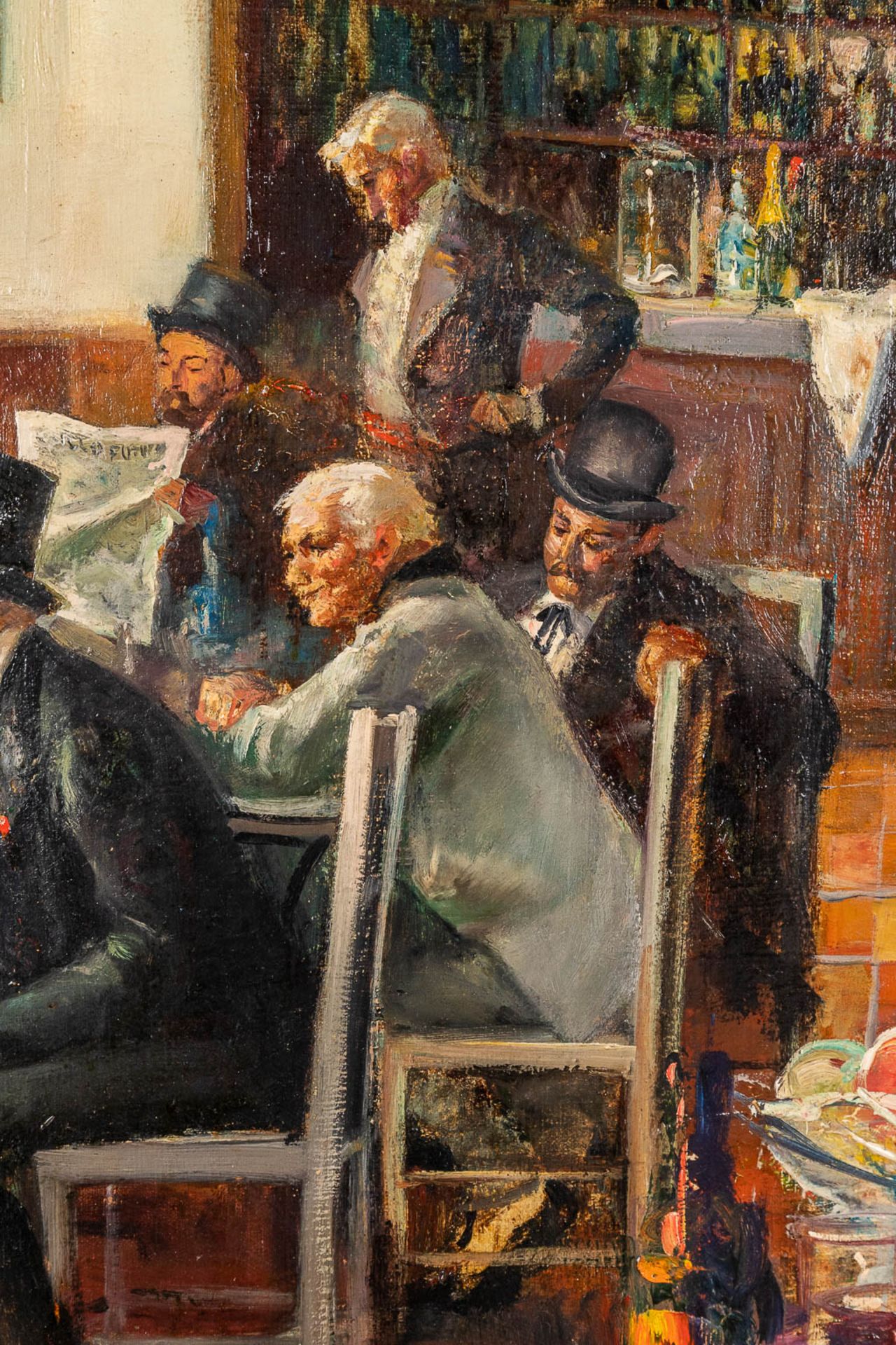 Alfredo PALMERO (1901-1991) 'Tavern' oil on canvas. (L: 81 x W: 116 cm) - Image 5 of 11