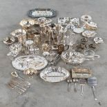 A large collection of table accessories and objects, silver-plated metal.