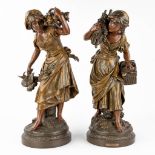 Auguste MOREAU (1834-1917) 'Bucheronne' a pair of spelter figurines. Circa 1900. (L: 24 x W: 27 x H: