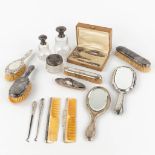 An assembled collection of table accessories, 14 pieces, added a manicure set in a box. (H: 16 cm)