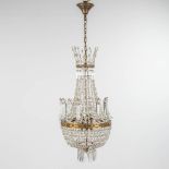 A chandelier 'Sac A Perles' decorated with tiny ram's heads. 20th century. (H: 83 x D: 42 cm)