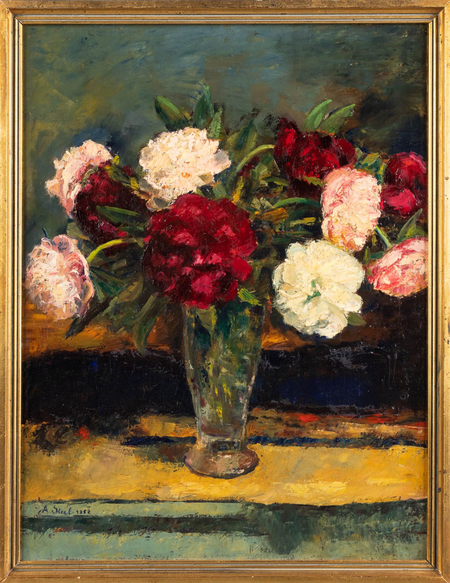 Albert STEEL (c.1915) 'Flowers' oil on canvas. 1952. (W: 50 x H: 65 cm) - Image 3 of 6