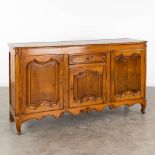 An antique sideboard, oak in Louis XV style. 19th century. (L: 44 x W: 167 x H: 93 cm)