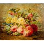 Henri ROBBE (1807-1899) 'Flower' oil on canvas. (W: 55 x H: 46 cm)