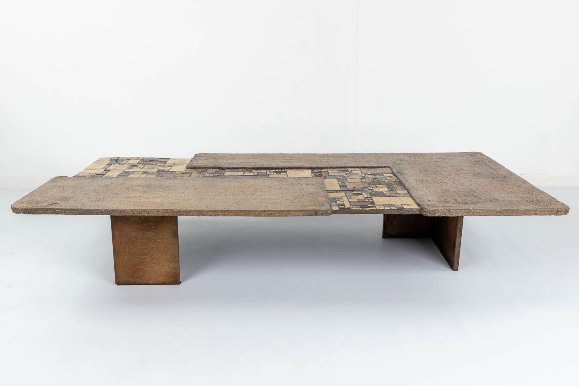 Pia MANU (XX) 'Coffee Table' gold glaze tiles and ceramics. Circa 1960. (L: 86 x W: 175 x H: 32 cm) - Image 13 of 19