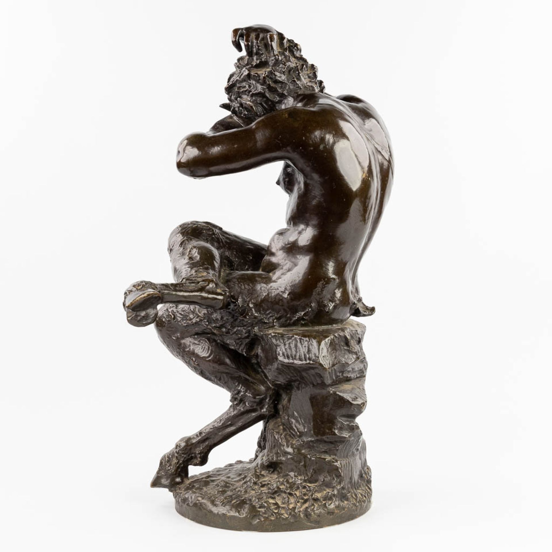 CLODION (1738-1814) 'Satyr' patinated bronze, 19de eeuw. (L: 27 x W: 40 x H: 60 cm) - Image 4 of 10