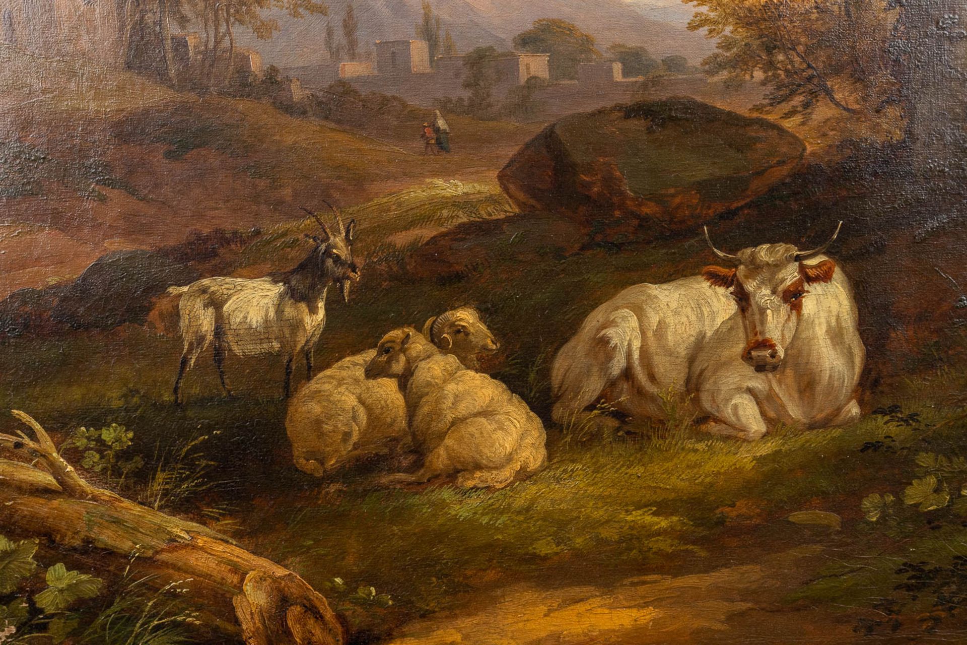 Albertus Gerardus BILDERS (1838-1865)(attr.) 'Landscape with cows' oil on canvas. (W: 63 x H: 76 cm) - Image 4 of 12